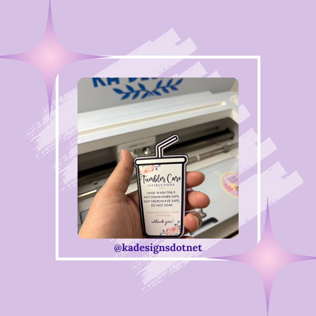 #145 Tumbler Care Sticker (30 stickers per order)