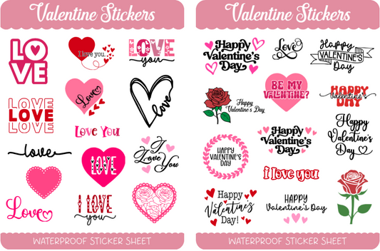 Valentines Day Stickers #001 (2 sticker sheets per order)