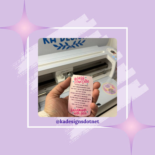 #140 Glass Cup Care Sticker (30 stickers per order)