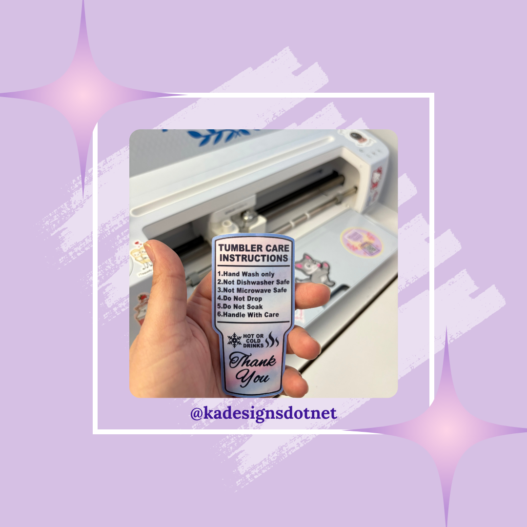 #125 Tumbler Care Sticker (30 stickers per order)