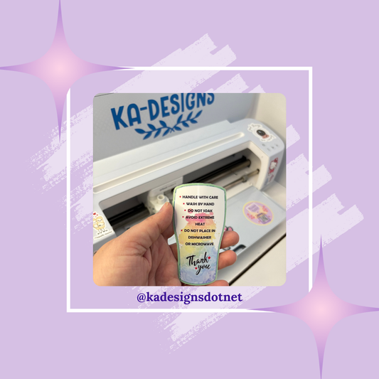 #126 Tumbler Care Sticker (30 stickers per order)
