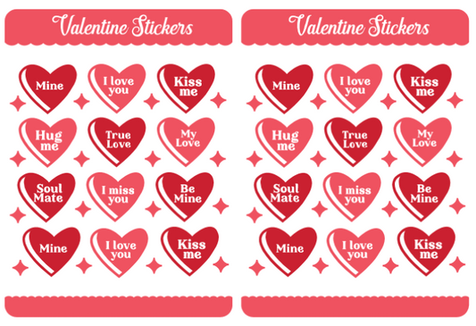 Valentines Day Stickers #002 (2 sticker sheets per order)