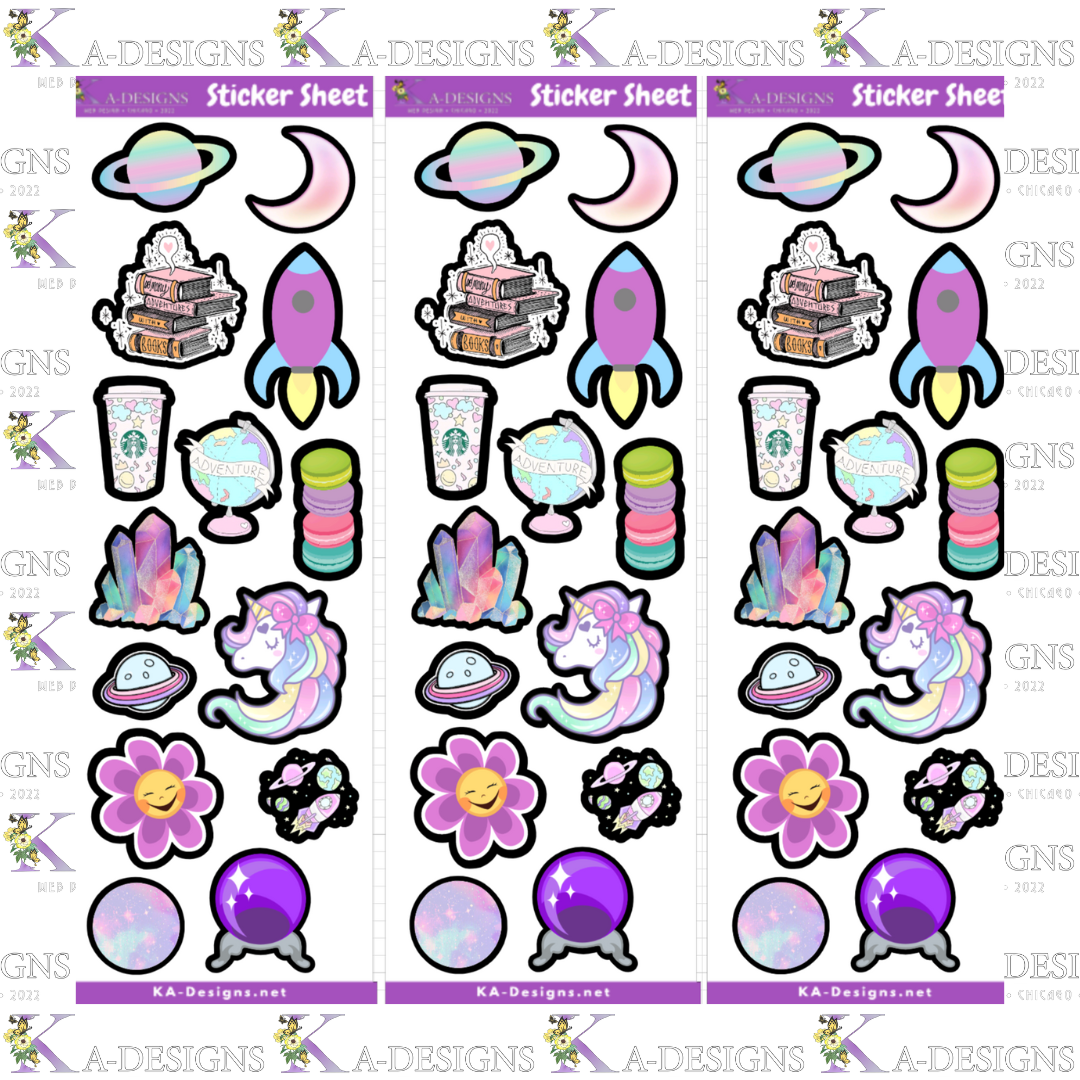 Purple Glitter Sticker Sheet